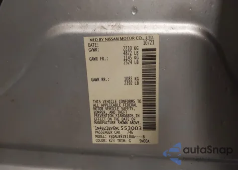 2022 Nissan Leaf S Plus 62 Kwh from USA, damaged, VIN 1N4BZ1BV6NC553003